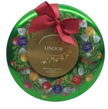 Lindt Tin 2012 Christmas Wreath Green 18cm Empty 187g Confectionery Advertising