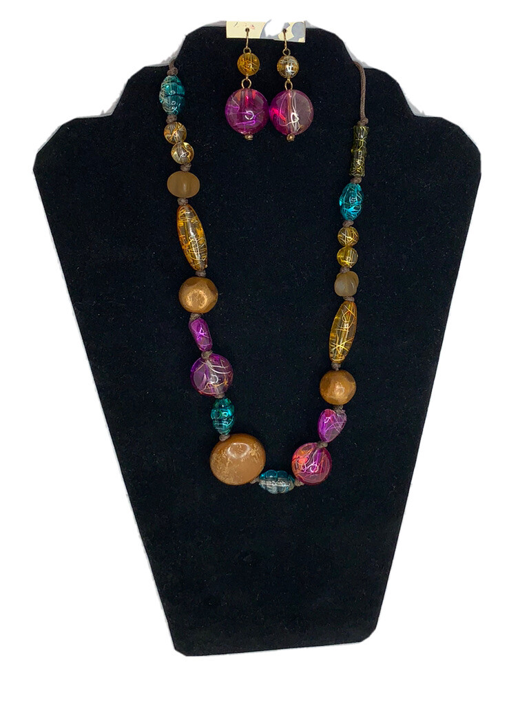 Multicolor￼ Beaded necklace￼ Adjustable￼w  Glass … - image 1