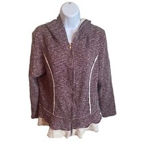 Rods Hooded Zip Burgundy And Cream Size Large Jacket