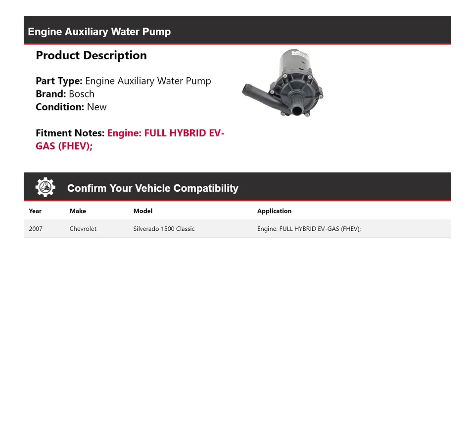 Bomba de água auxiliar motor Chevrolet Silverado 1500 Classic Bosch 2007 - Imagem 2 de 4