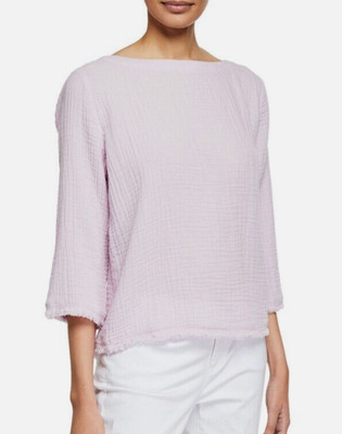 EILEEN FISHER Organic Cotton Lofty Gauze Light Pink Box Top
