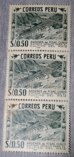 Peru Postage Stamp 1960's MNH S/.0.50 Inca's Farming System Strip of 3 Gummed