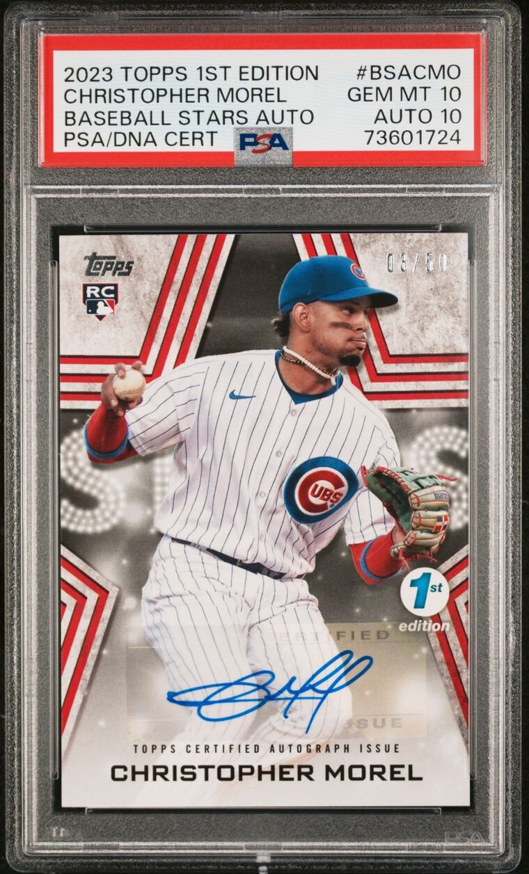 2023 TOPPS 1ST EDITION CHRISTOPHER MOREL BASEBALL STARS AUTO #/50 PSA 10 RC