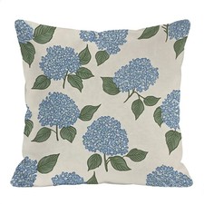 Blue Floral Pillow Cover,Hydrangea Throw Pillow Covers 18 x 18 Inch,Cream Pil...