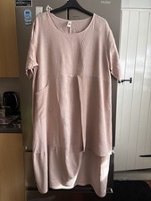 Italian  Pale Pink Long Dress Pcket detil. Floaty & cool cotton  Size 24/26.