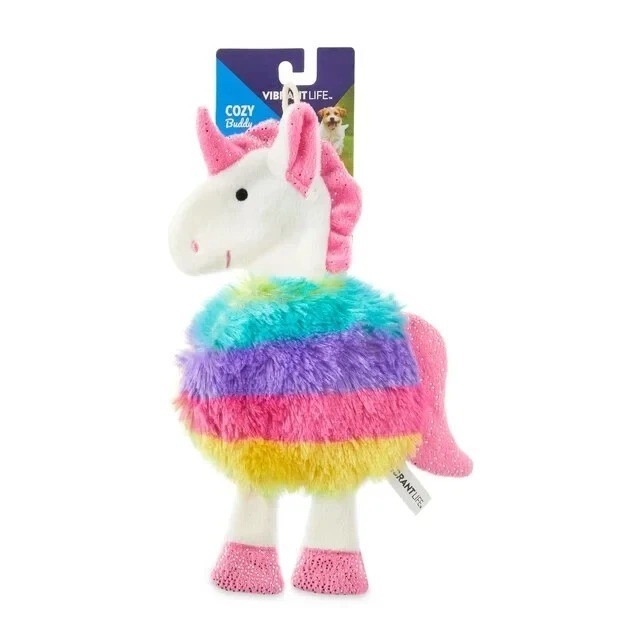 Crinkley Squeaky Unicorn Dog Toy, Chew Level 3