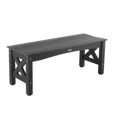 600lb Capacity 44.5in Outdoor Bench Weatherproof Plastic Adjustable Feet Black