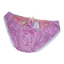 Hip 40-43  Rare Men Floral Bikini Lace Panties Cute Shiny Nylon Silk Embroidered