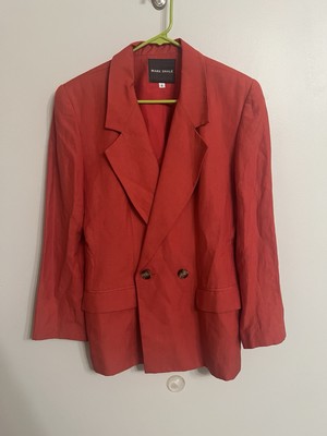 Mark Shale Red Silk Linen Double Breasted Blazer Made In USA Size 6