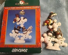 NIB - Kurt S. Adler - SNOWTOWN - Three Dancing Snowman Figurine 