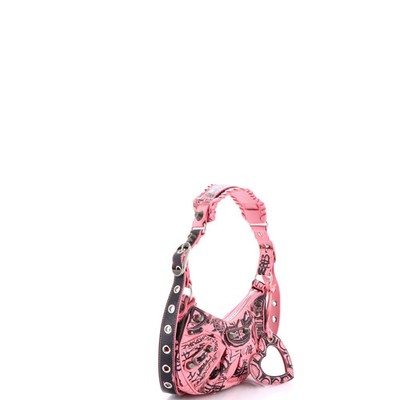 BALENCIAGA Le Cagole Graffiti ミラー Balenciaga Le Cagole XS Graffiti Lambskin Shoulder Bag