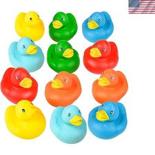 Multicolored Rubber Duck Set - 12 Adorable Ducks for Playful Bath Times
