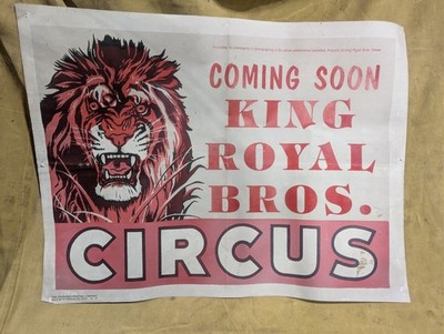 Vintage King Royal Bros Circus Poster Lion Enquirer Printing Cincinnati 1990s