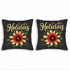 Set of 2 Decorative Throw Pillow Covers 18x18in - Vibrant Red Flower Design 