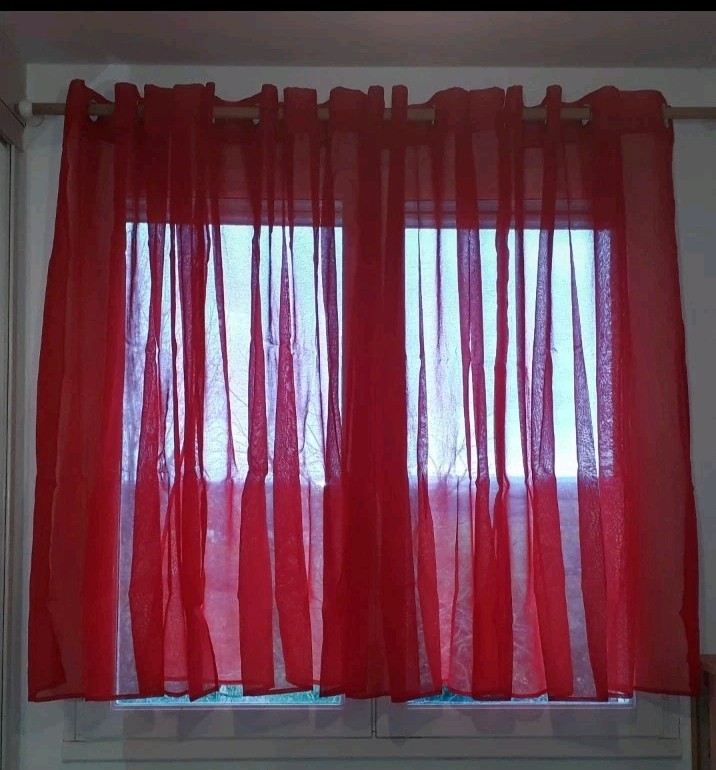 Lot de 2 rideaux voilage rouge Topfinel rideau transparent salon et chambre