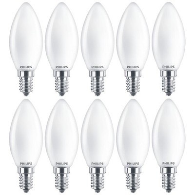 10 x Philips LED Filament Kerzen 4,3W = 40W E14 matt 470lm 840 neutralweiß 4000K