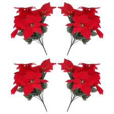  4 Pcs Ornamenti Di Stelle Natale Finte Artificiali Vaso Fiori Realistici