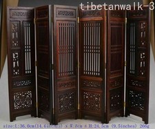 Old Decorated Handwork Wood Hollow Out Carved Flower Screen Collectibles