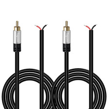 RCA to Bare Wire Speaker Cable 2 Pack 10 Feet, Male Wire
