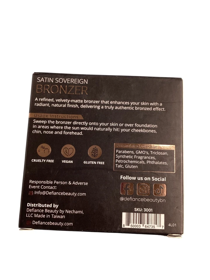 Defiance Beauty Satin Sovereign Bronzer Goddess Glow Vegan 75g Compact Makeup - Image 4 of 4