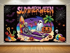 Summerween Decorations Photo Booth Backdrop Tropical Gothic Halloween in Summer