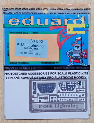18-33002 EDUARD 1:32 Scale P-38L LIGHTNING Photo Etched Dashboard Update Kit