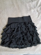Express Black Lace Ruffled Mini Skirt Size XS