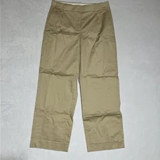 J Crew Straight Leg Essential Pant Womens 10P Lightweight Chino Khaki Tan Pleats