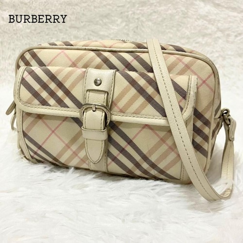 Burberry Blue Label Nova Check Crossbody Bag Canvas Leather Auth