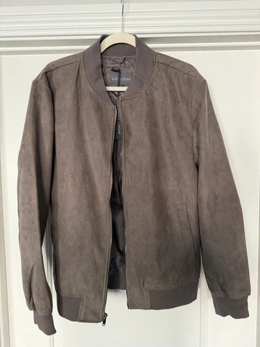 Slate & Stone Men's Faux Suede Bomber Jacket - Taupe Brown video thumbnail