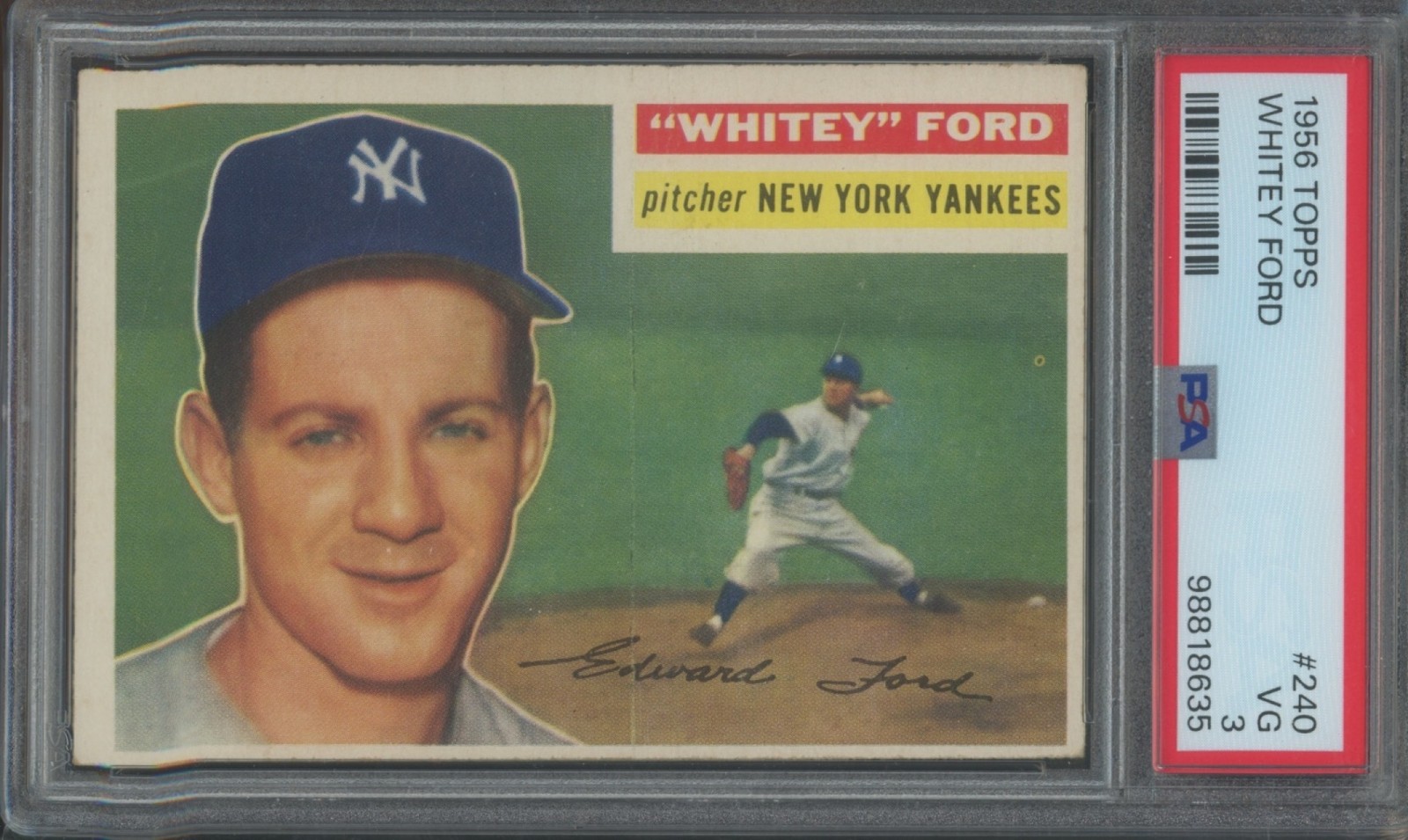1956 Topps Baseball Whitey Ford #240 PSA 3