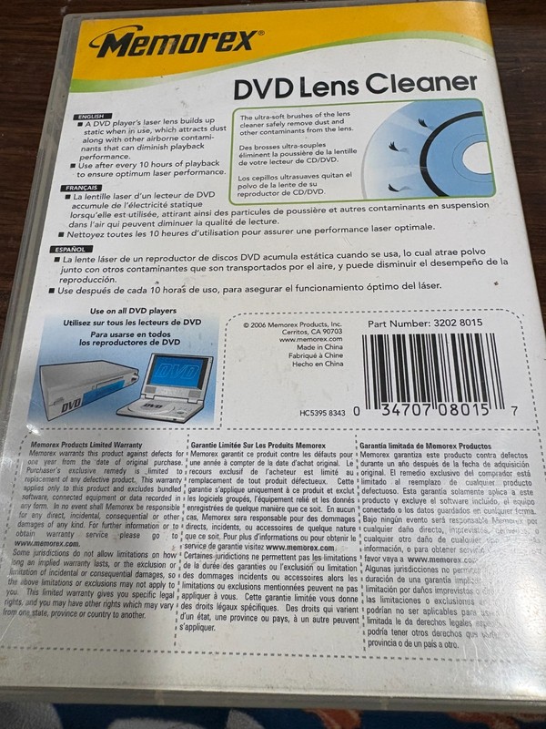 Memorex LASER LENS CLEANER FOR DVD (32028015)