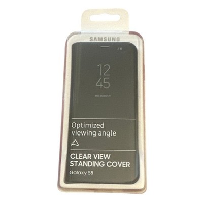 NEW Samsung Galaxy S8 Clear View Standing Cover Black Optimized Viewing Angle
