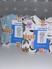 Carter's Girls Warm Fleece Zipper Closure Long Sleeves Footie Pajama 12M Set 2