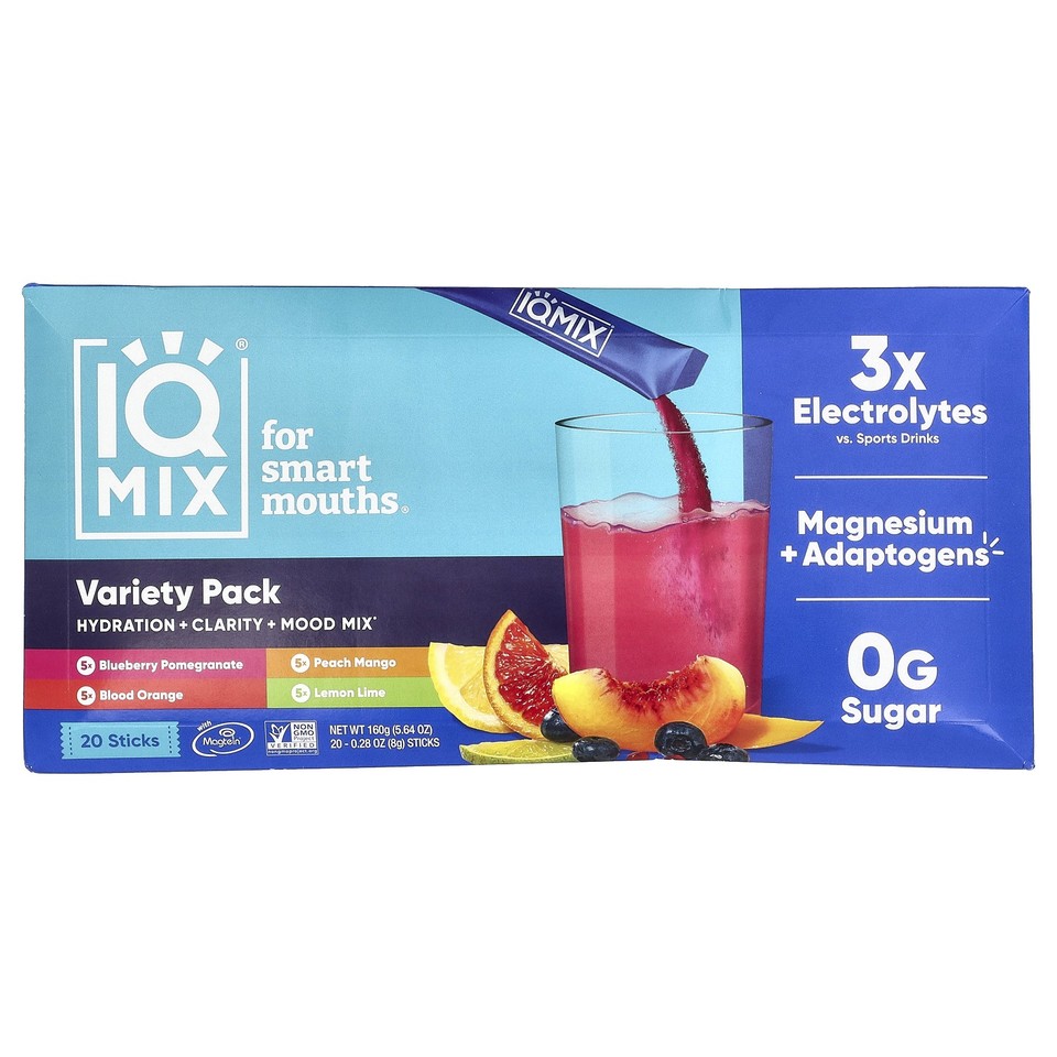 IQMIX®, Hydration + Clarity + Mood Mix, Variety Pack, 20 Sticks, 0.28 oz (8 g )