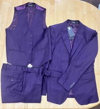 Mens 3pcs Suit Jacket Pants Vest Slim Fit One Button Wedding Formal Dress Party