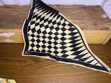 Vintage Vera Neumann Split-Front Scarf Unique Black  Beige Check Japan, EUC