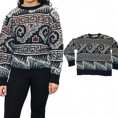 VTG 80s/90s Method Retro Abstract Unisex Sweater Sz M Grandpa Coogie Style Retro