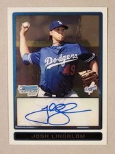 JOSH LINDBLOM 2009 BOWMAN CHROME 1ST AUTO REFRACTOR ROOKIE CARD #BCP117-DODGERS. rookie card picture
