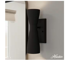 Hunter Zola 2-Light Matte Black Wall Sconce with Metal Shade  19826