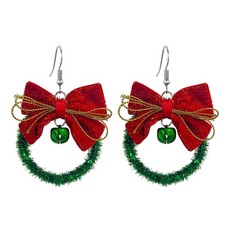 Christmas Wreath Earrings for Women,Lightweight Christmas Red Bow Knot Dangle Ea