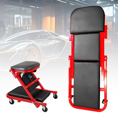Tri-Fold Z-Shaped Crawler Seat with 300 Lb Capacity, 6 X 2.5-Inch Swivel Casters
