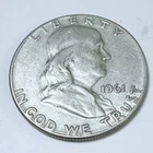 1961 Franklin Half Dollar • 90% Silver Circulated Coin #6001