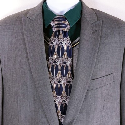 Alfani Sport Coat Mens 42L Slim Fit Wool Gray Peak Blazer Jacket 2 Bttn 2 Vent