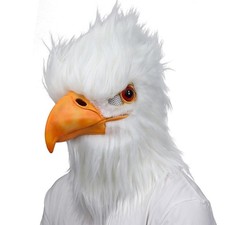 Halloween White Eagle Head Mask Bird Mask with Fur Animal Latex Full Head Mask