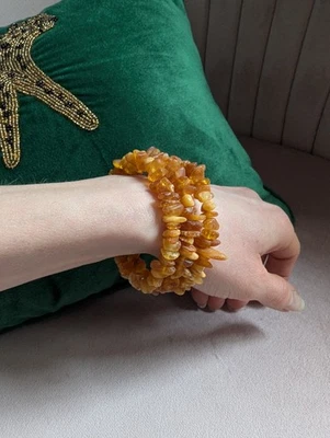 Genuine Raw Baltic Amber Bracelet mix Honey adjustable flexible Unpolished - Image 1 of 4