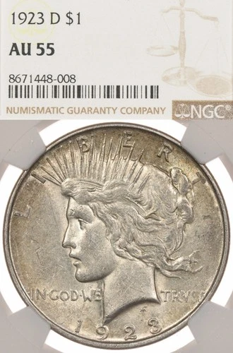 1923-D $1 NGC AU55 Silver Peace Dollar