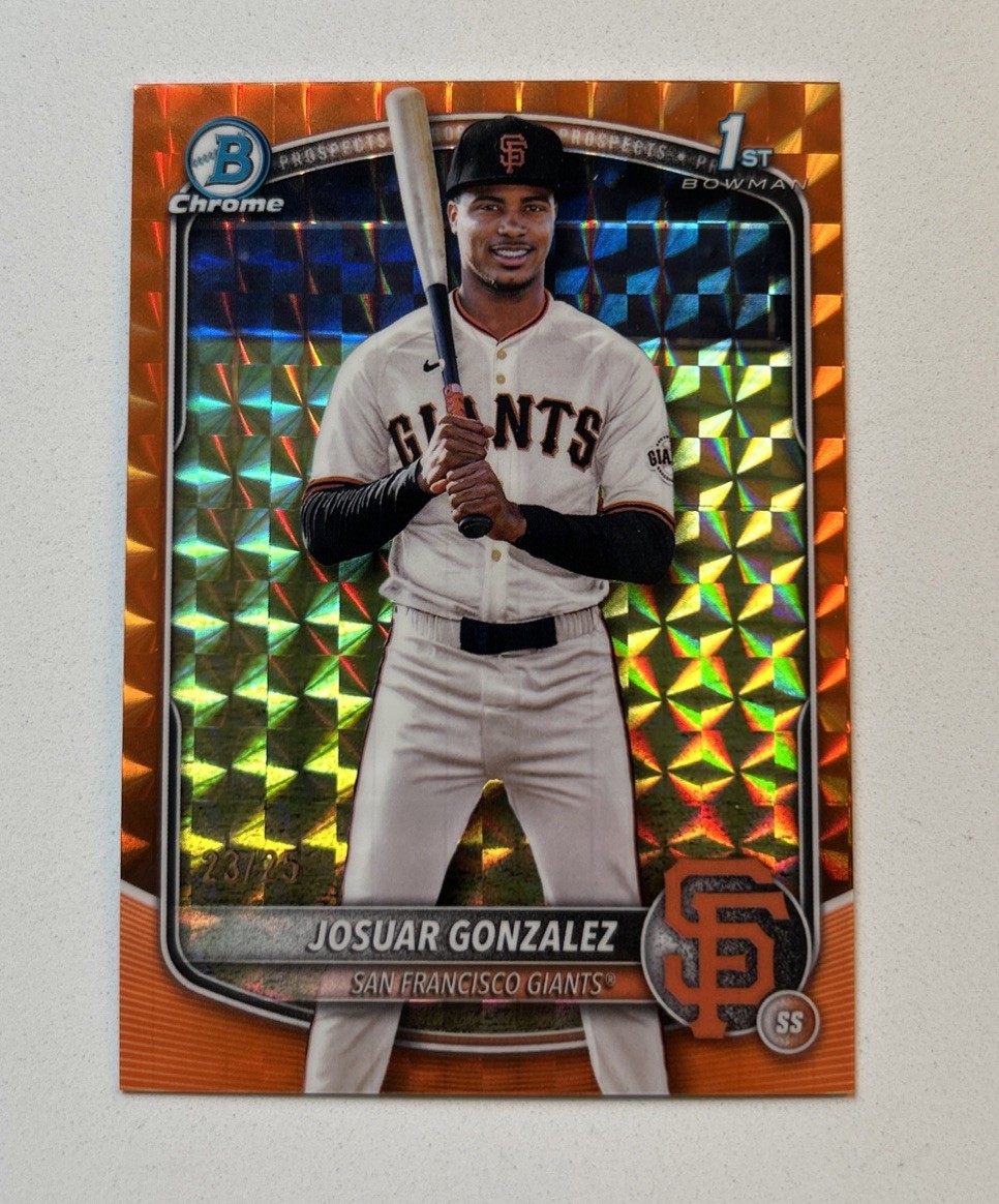 2025 Bowman Chrome 1st Bowman Josuar Gonzalez Orange Geometric 23/25 #BCP-153📈