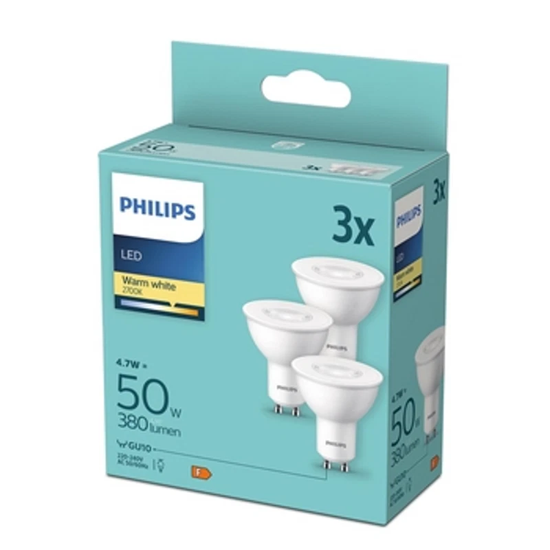 8719514393998 Żarówka LED Philips 4,7W GU10 3 szt. 2700K Signify Poland sp. z o. - Photo 1/1