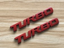 2pcs Red Metal Turbo T Car Auto Trunk Rear Tailgate Fender Emblem Badge Decal